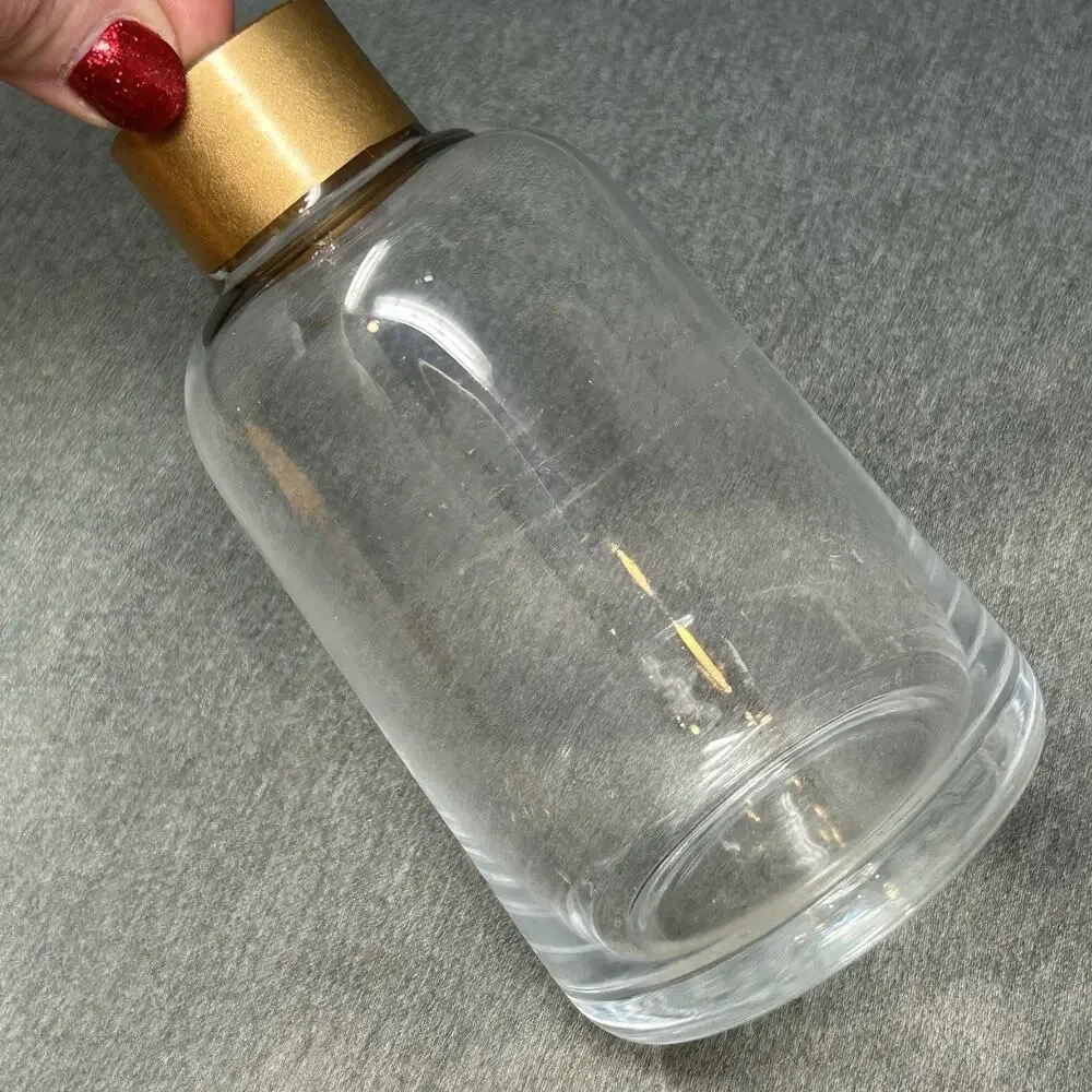 Clear Glass Bud Vase Gold Ribbon Top Small 6